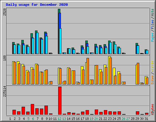 Daily usage for December 2020